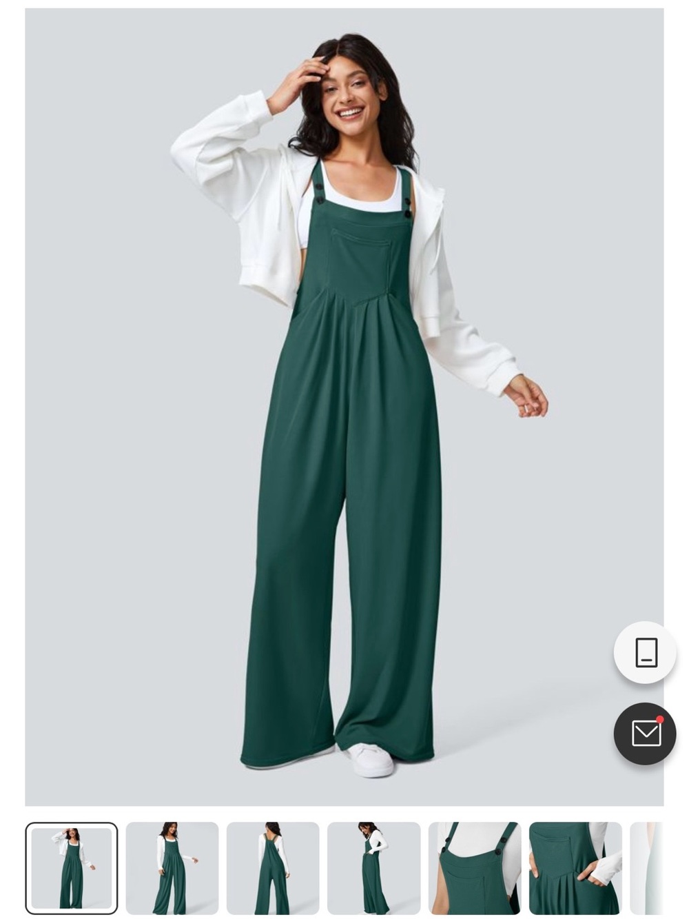 HALARA Forest Green Wide-Leg Overalls Jumpsuit